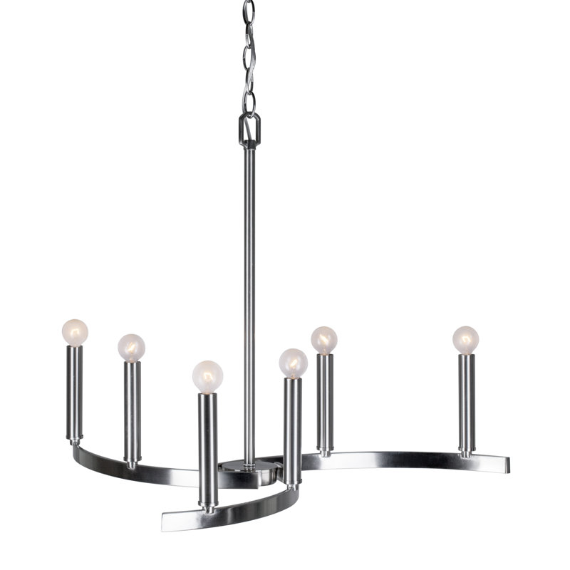 Lustree 6 lumières façon bougie/classique Mcspadden, Nickel brossé