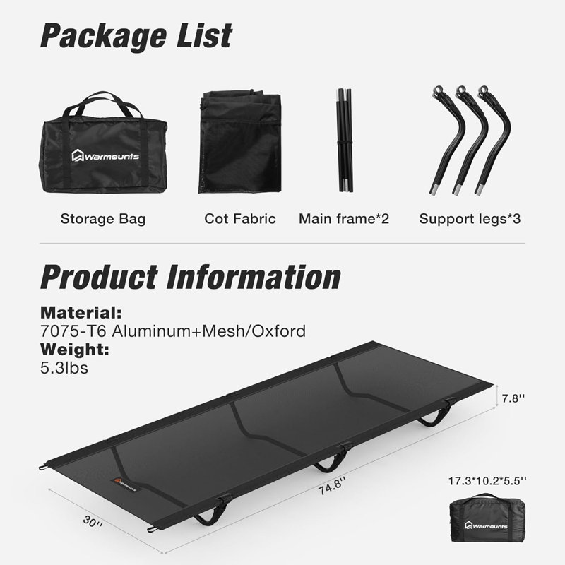 Cot, Mesh Black