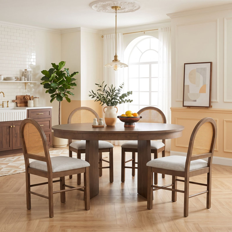 Ensemble de table de salle à manger rétro extensible avec 4 chaises rembourrées Retro