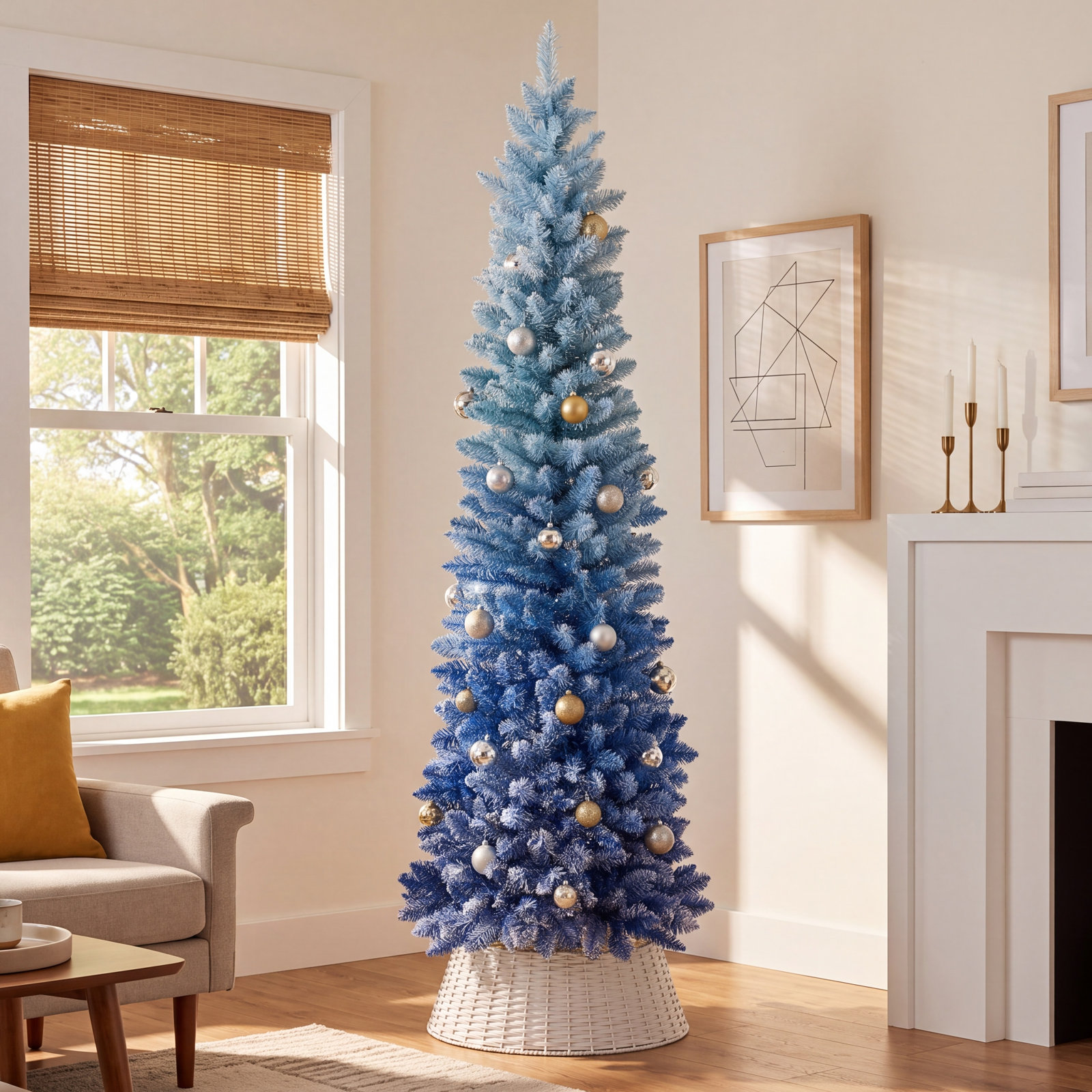 Blue Frosted 7' Christmas Tree, 6'