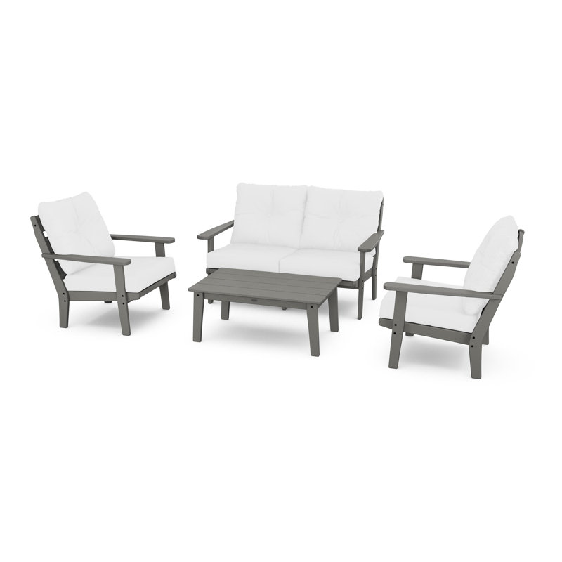 Lakeside 4-Piece Deep Seating Set, Black, Weathered Tweed