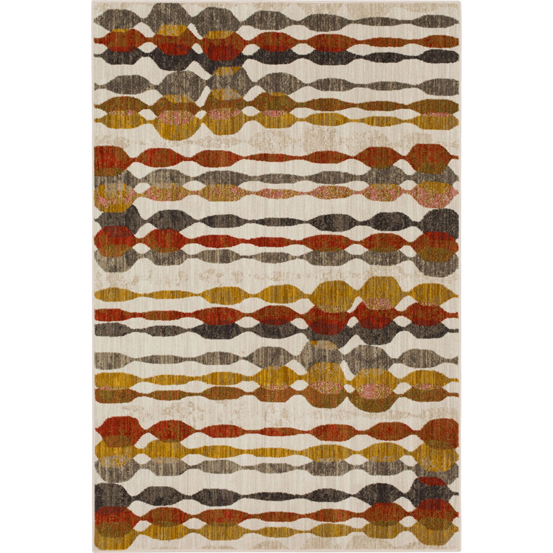 Acoustic Ginger Modern Abstract Area Rug, Rectangle 5'3" x 7'10"