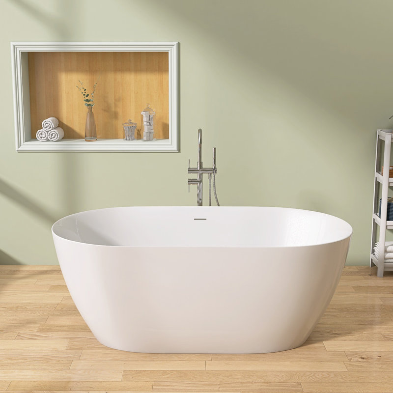 51'' x 27.5'' Freestanding Soaking Acrylic Bathtub, White