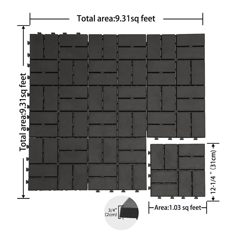 Carreaux de terrasse à emboîtement de patio, Gris