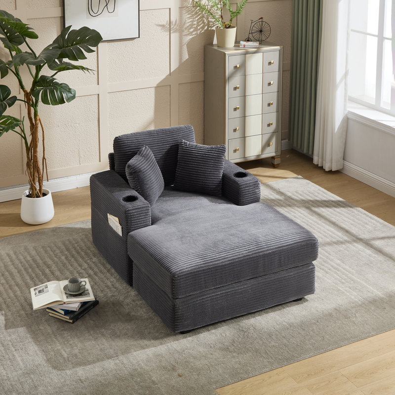 Canapé en velours Corduroy, Gris