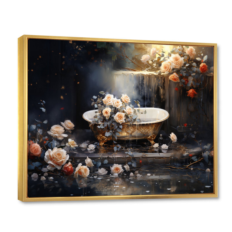 Baignoire Damionna en or VII, H 30 po x l 40 po x P 1,5 po, Cadre flottant doré