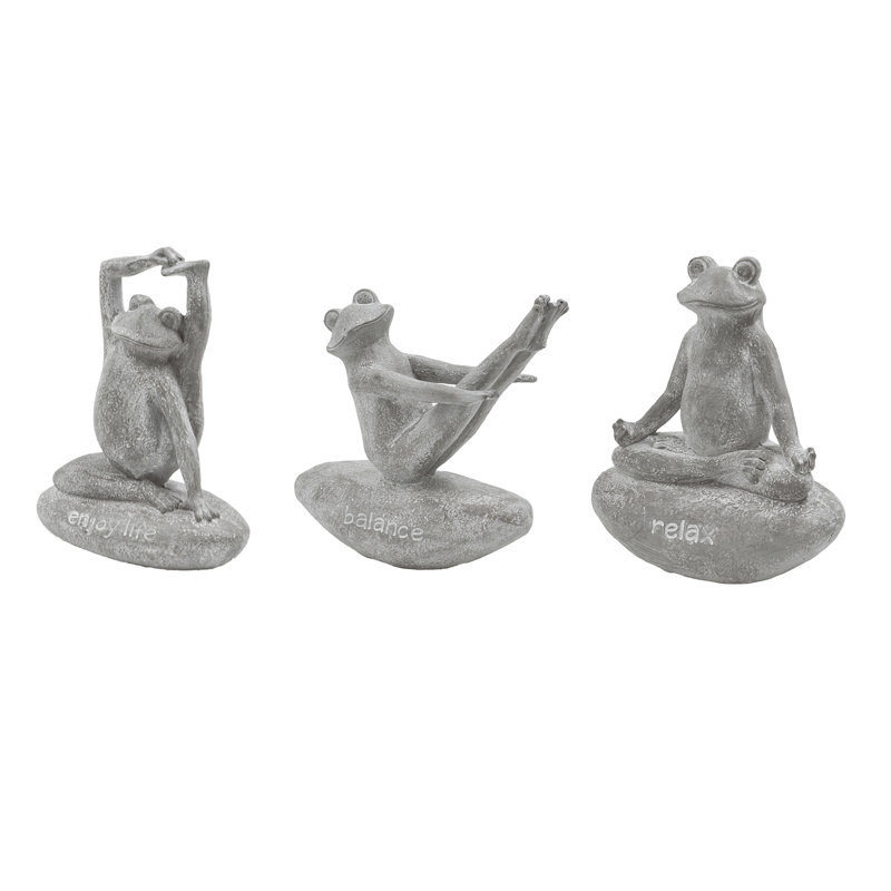 Ensemble de figurine de yoga grenouille