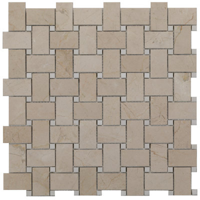 Carreau de mosaïque pour mur et plancher en mosaïque Crema Marfil de 1 po x 2 po Adamstown