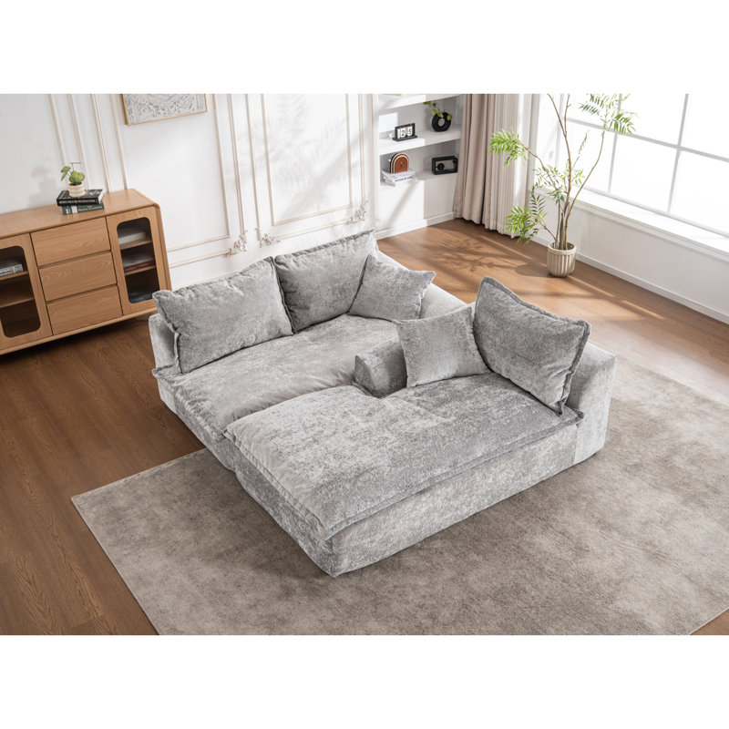 Canapés gris modernes, canapé modulaire en L en chenille pour les salons