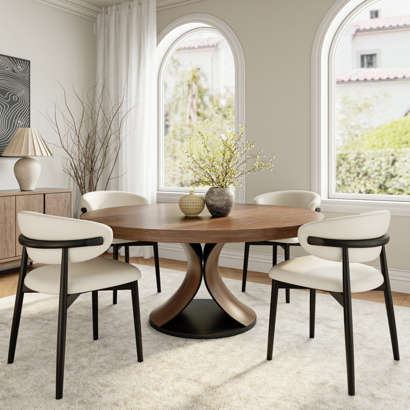 Ensemble de salle à manger en bois massif 5/7/9 pièces, 5 pièces: table, 4 chaises, H 29,52 po x l 53,15 po x P 53,15 po