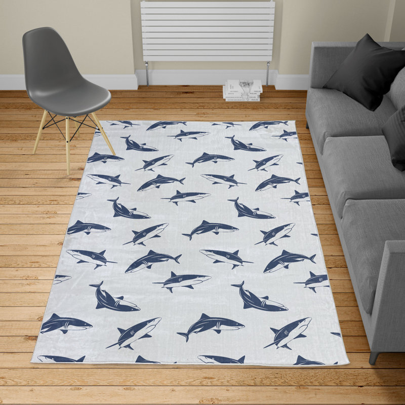 Tapis bleu nuit / gris clair, Rectangle, de 3 pi 11 po x 5 pi 10 po