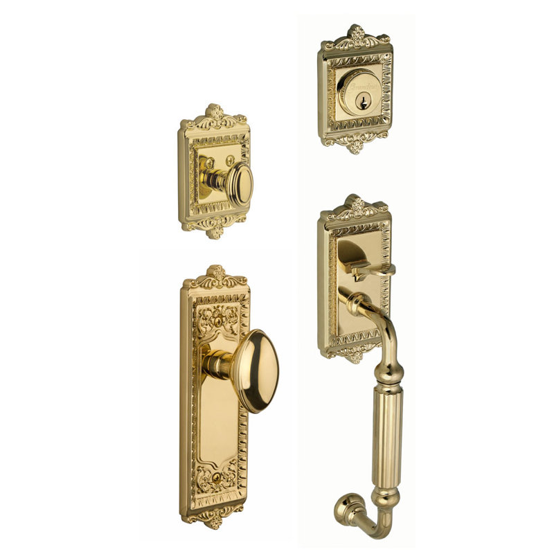 Windsor Handle With Knob And Deadbolt, Lifetime Brass