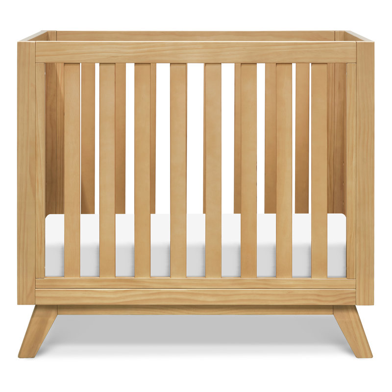 Otto 3-in-1 Convertible Mini Crib with 4" Mattress, Honey