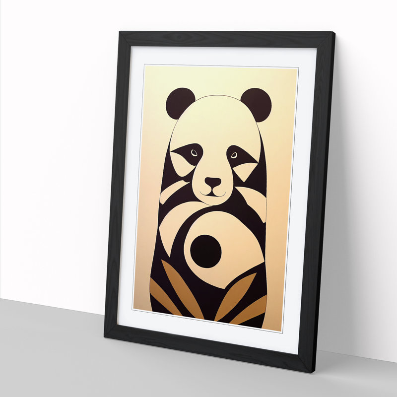 Panda Abstract Design - Picture Frame Print, 64cm H x 46cm W x 2cm D, Oak