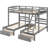 Gray Triple Bunk Bed With Drawer Functionality And Efficient Design - Solid Pine , Space Saving For Bedrooms Practical Made, User-
