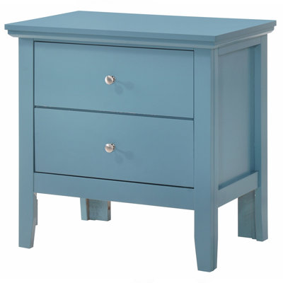 Teal Elegance Nightstand With Drawers