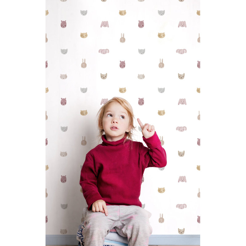 Nerijus Little Explorers 2 Happy Heads Wallpaper Roll, Pink