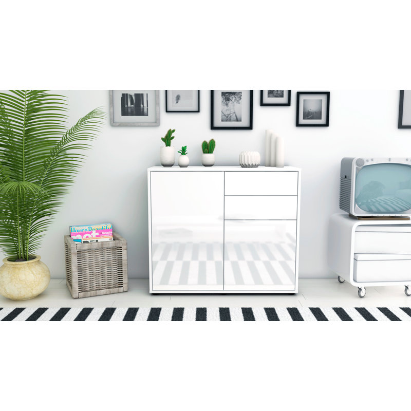 Princeton 92cm Sideboard, White/High-gloss white