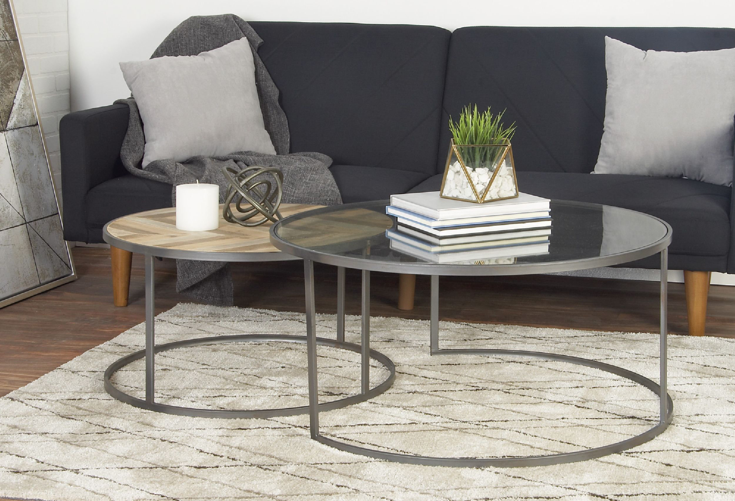 Union Rustic Orkney Glass Top Nesting Coffee Table & Reviews | Wayfair