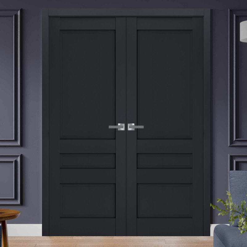 Veregio Panelled Wood French Doors, Antracite, 48" x 84"