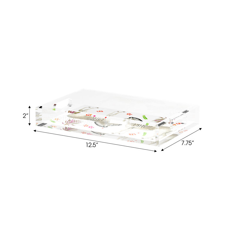 Zebra Seeing Double Acrylic Rectangle Decorative Tray, 12.5"W x 7.75"D x 2"H