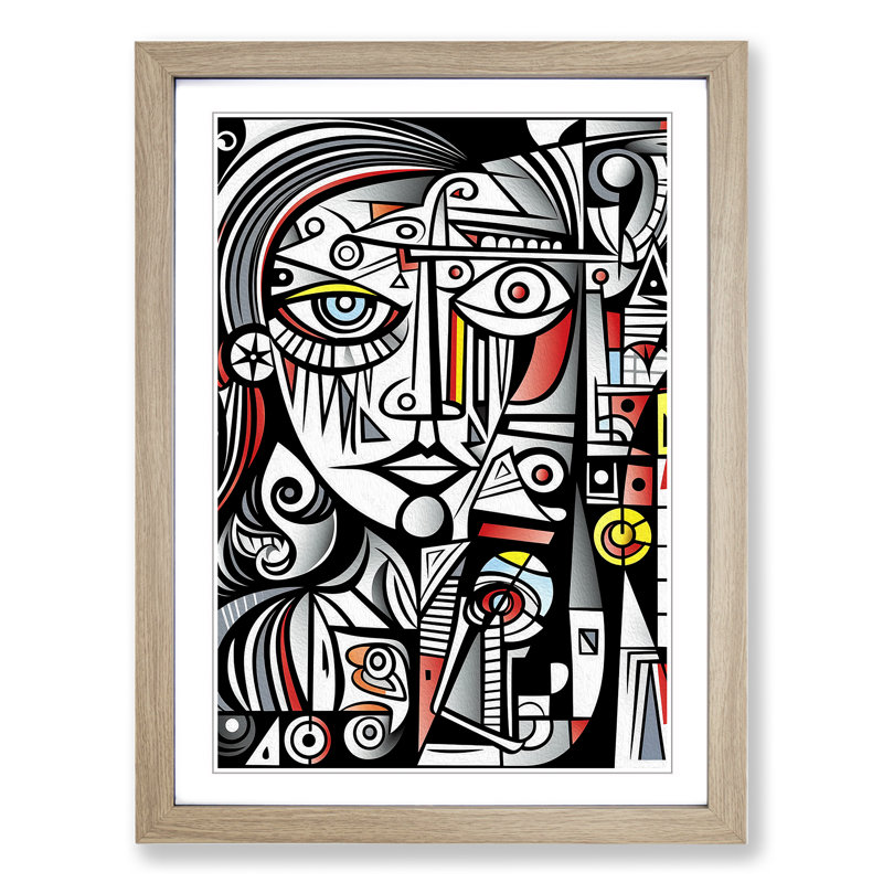 Pablo Picasso Line No.4 - Framed Print, 64cm H x 46cm W x 2cm D, Oak Framed