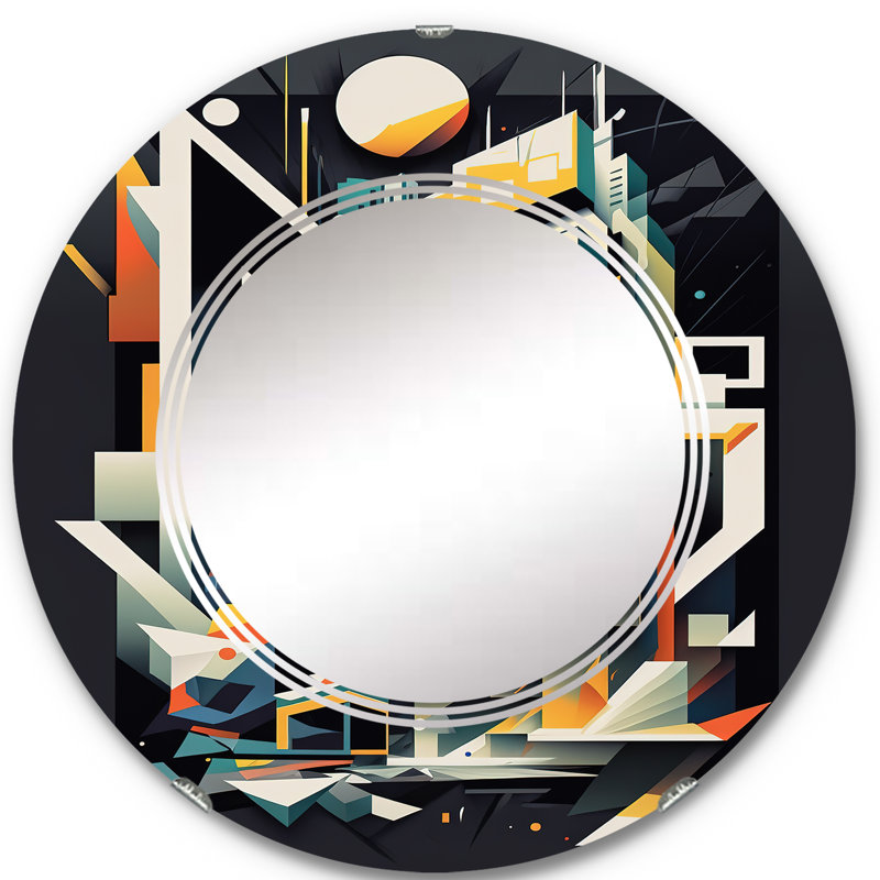 Geometric Graffiti II - Modern Geometric Wall Mirror, 24" x 24"
