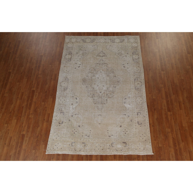 Tapis persan à motif géométrique Tabriz Analidia noué à la main 6 x 10