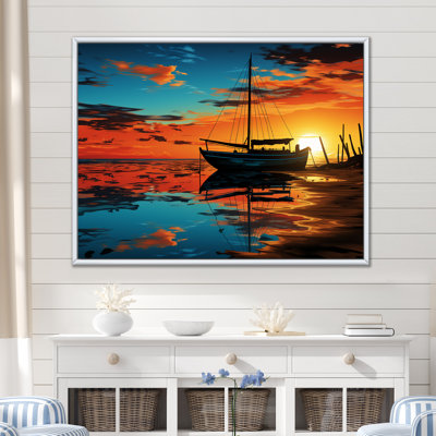Coucher de soleil sur le coucher de soleil, art mural minimaliste côtier