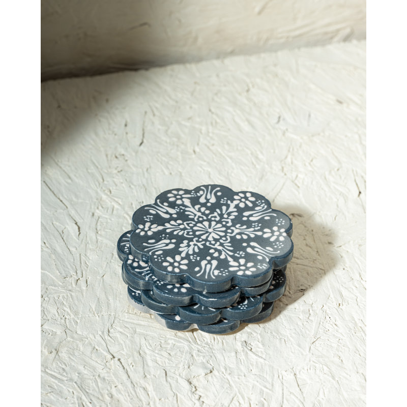 Hand Painted Ceramic Ceramic Coaster, Gray