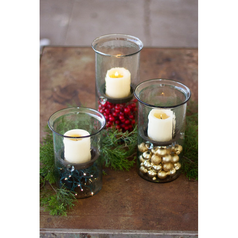  Bougeoirs décoratifs en verre martelé avec insert en métal, ensemble moyen de 2, H 10 po x l 6 po x P 6 po