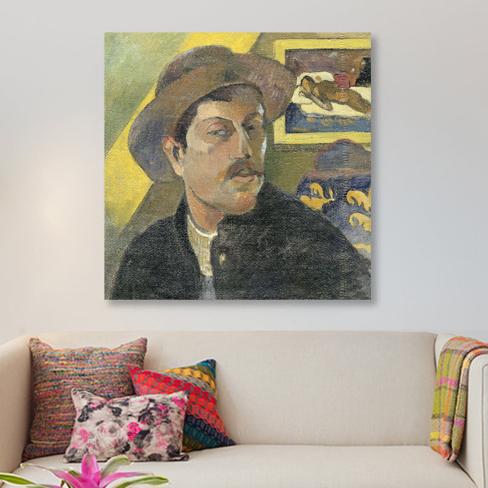 «Self Portrait with a Hat», reproduction sur toile, H 26 po x l 26 po x P 1,5 po, Toile tendue, Pas de tapis