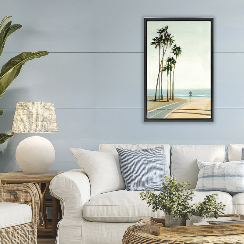 Cadre flottant Six Palms Seaside Road, design par Brook Page, H 31 po x l 21 po, Cadre flottant noir de jais