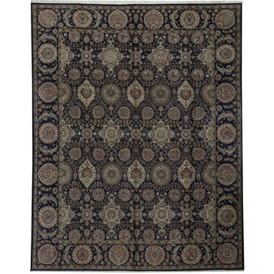 Tapis brun et beige de haute qualité noué à la main