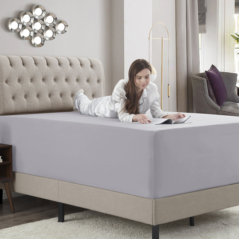 Drap-housse uni Empyrean Bedding, Drap-housse très grand californien, Gris / lavande