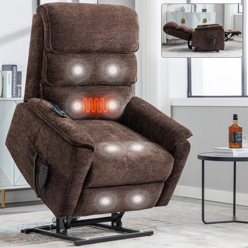 Fauteuil inclinable électrique Power Lift avec télécommande, Brun