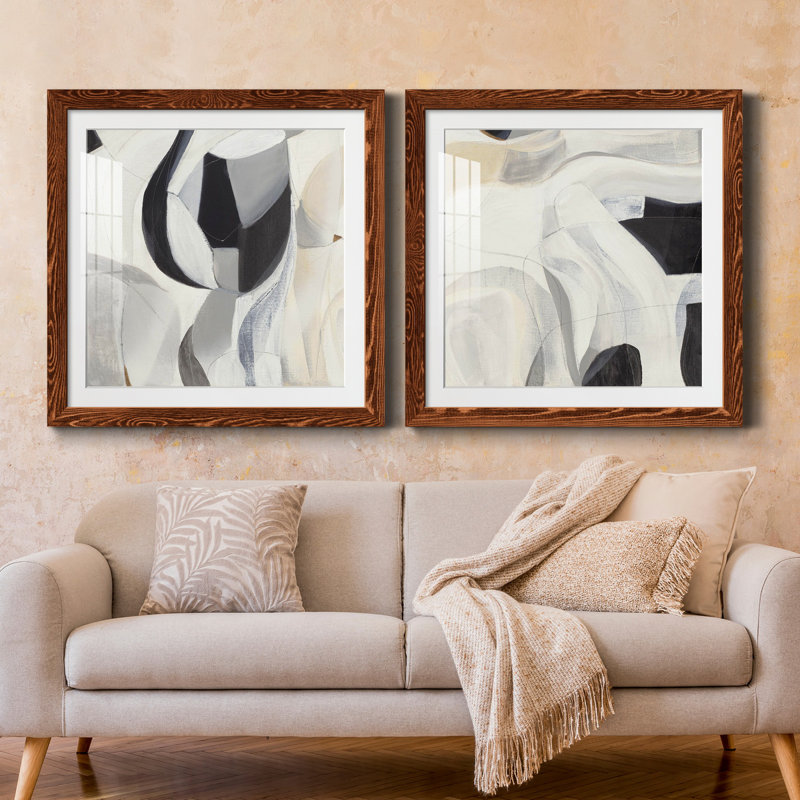 La recherche I - ensemble de 2 reproductions d'art sur papier encadré, Érable encadré, H 35,5 po x l 71 po x P 1,5 po