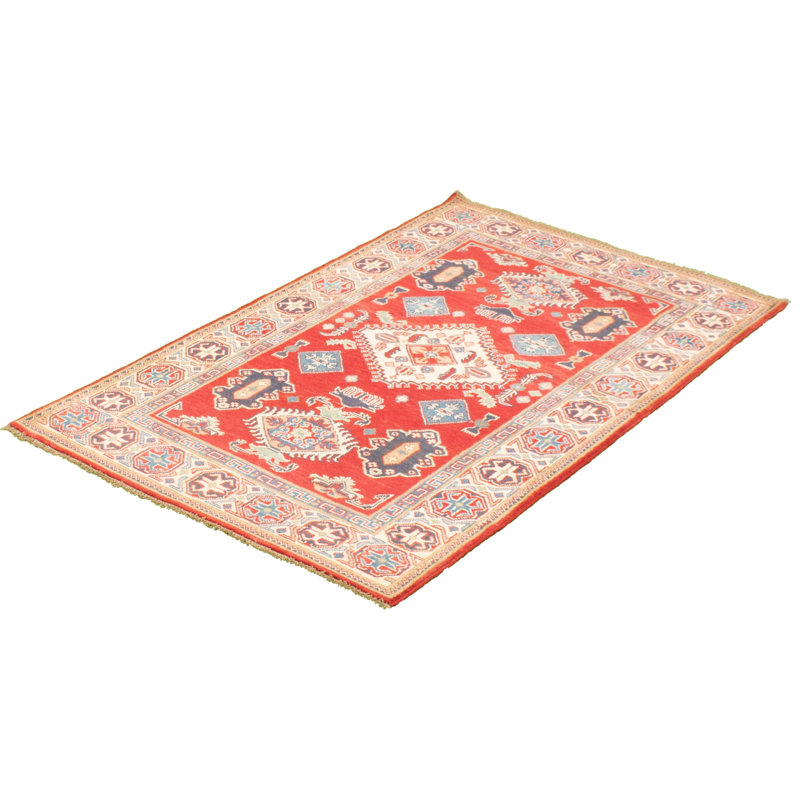 Tapis de bois one-of-kind à la main-noué la 2010 gaznis rouge/doré 3 pi 10 po x 6 pi. zone en laine 4 po Hypoluxo
