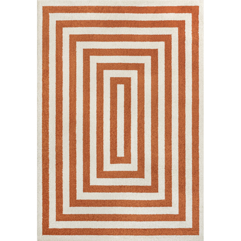 Tapis terre cuite / ivoire Isibeal, Rectangle 5 pi 3 po x 7 pi 7 po