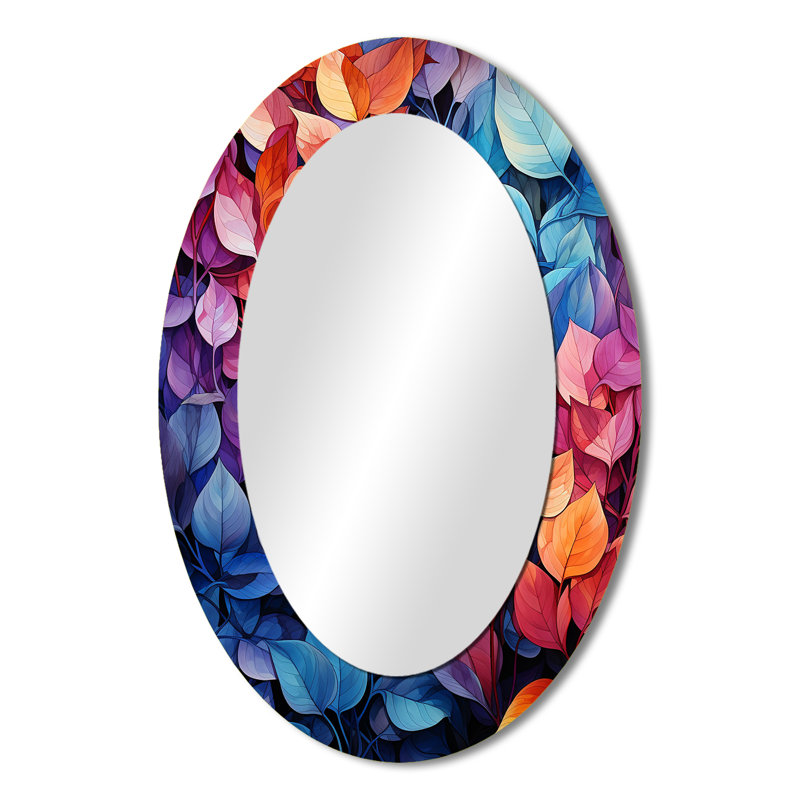 Coloré feuille de rêve - miroir mural ovale multicolore, 36 po x 24 po