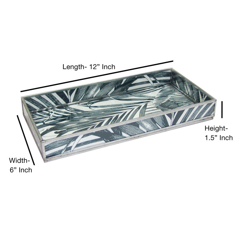 Plateau de table en verre décoratif à imprimé feuille Hinsdale