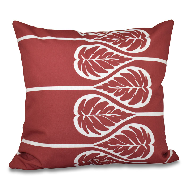 Botanical Blooms Floral Reversible Throw Pillow, 16" H x 16" W, Coral