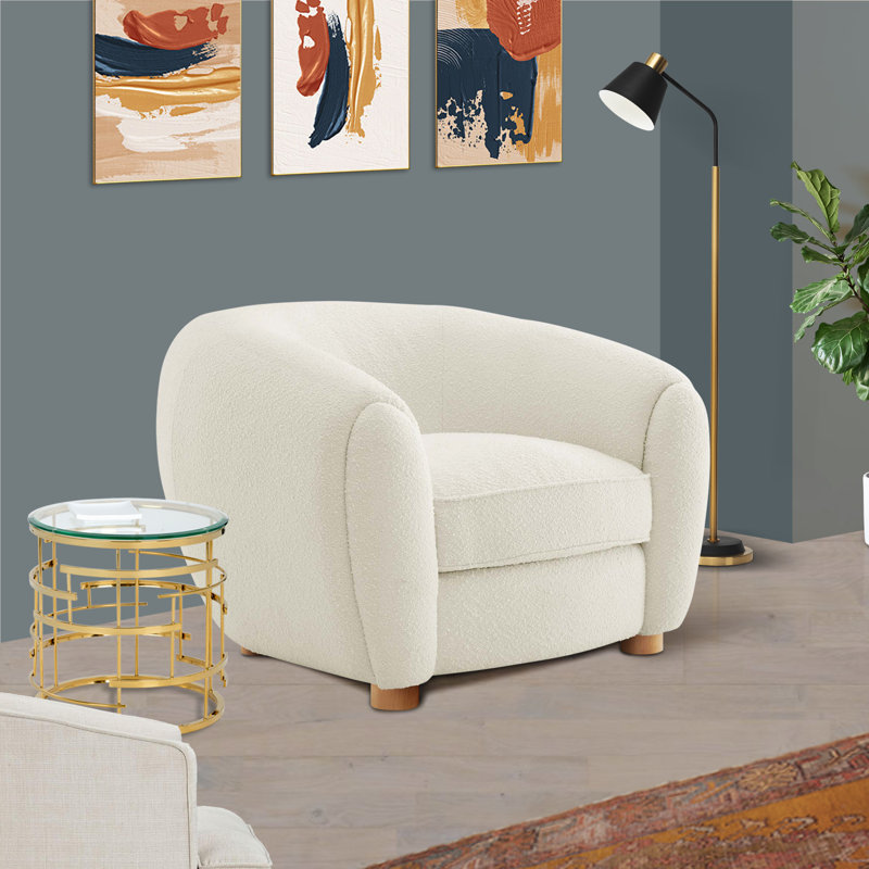 Fauteuil Abundant Boucle, Velours ivoire