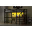 Lit mezzanine en métal noir avec bureau intégré, escalier de rangement, garde-robe et éclairage à DEL 7 couleurs