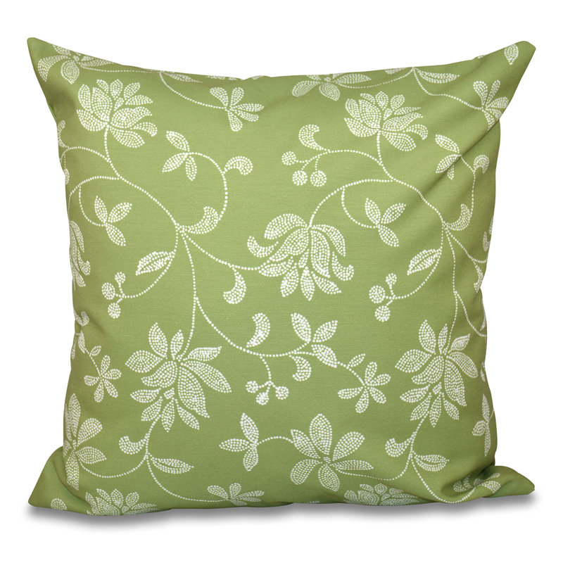 Botanical Blooms Floral Reversible Throw Pillow, 18" x 18", Green, Down Alternative