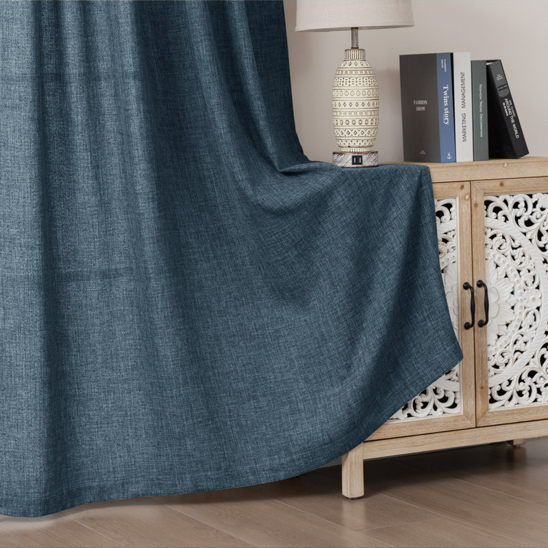 Paire de rideaux semi-transparents, L 52 po x L 84 po, Bleu très foncé