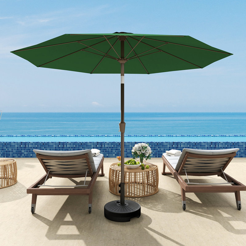 Parasol de patio 9 pi avec base, Vert foncé