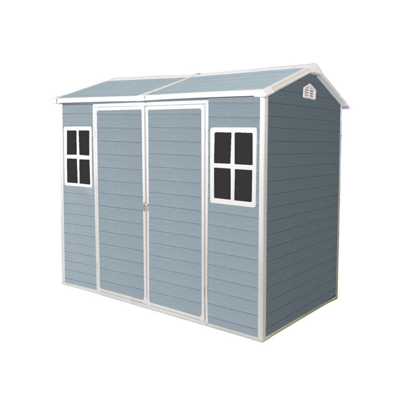 Resin Outdoor Storage Shed Waterproof Shed With Floor, Two Windows And Lockable Door Gray, 80.5" H  x 96.25" W x 52.5" D
