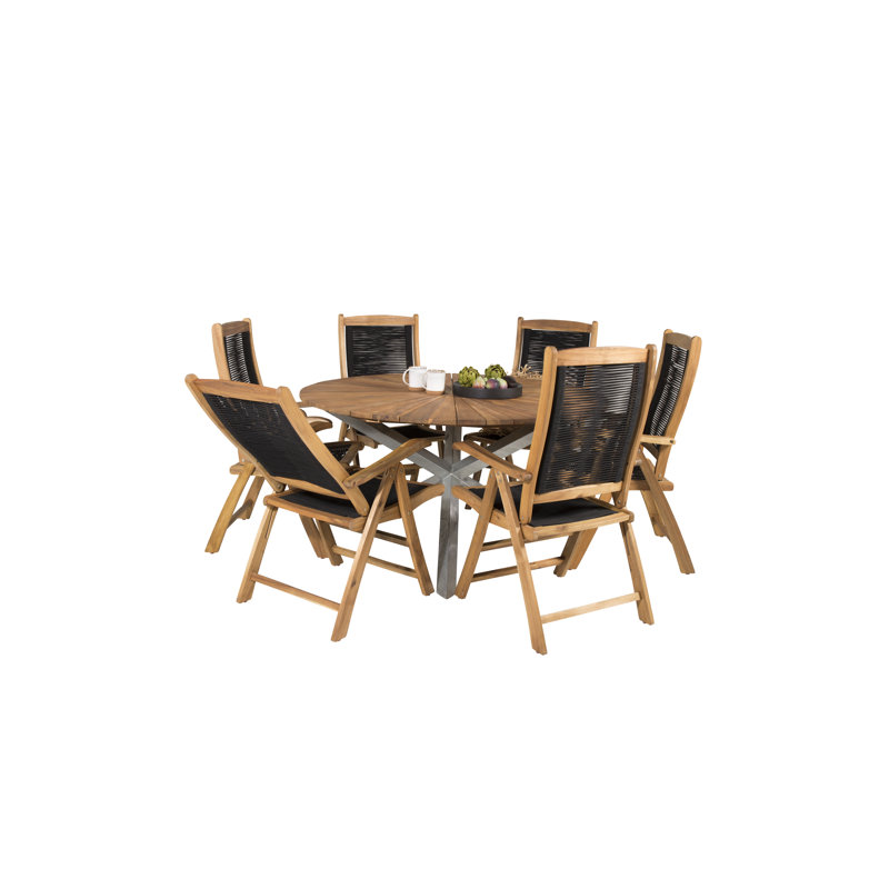 Orion 6 - Person Acacia Patio Dining Set with Round Table
