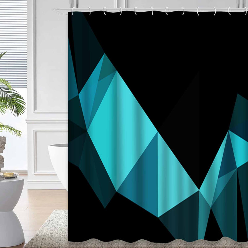 Rideau de douche hexagonal clair en mosaïque triangulaire avec 12 crochets, L 72 po x l 84 po